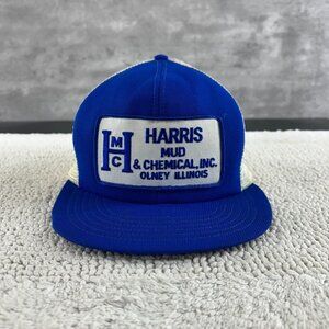 Vintage Harris Mud Chemical Mesh Snapback Trucker Hat OSFA Two Tone Patch Cap